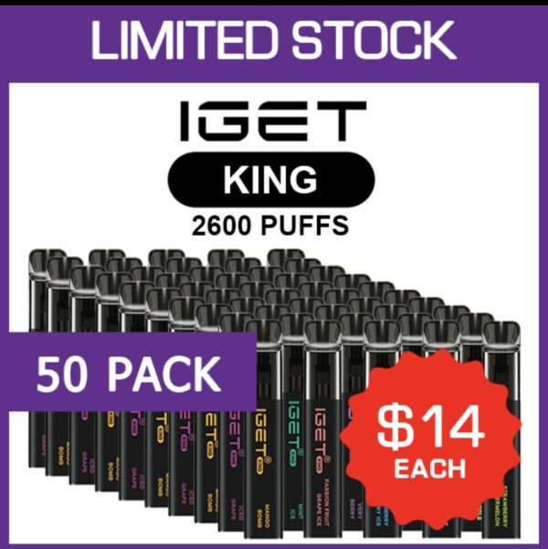 IGET KING – 2600 PUFFS – 50 PACK